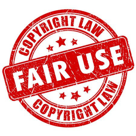 Red stamp circle with words "Fair Use - Copyright Law"
